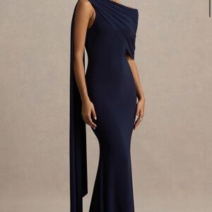 Club L London One Shoulder Navy Dress